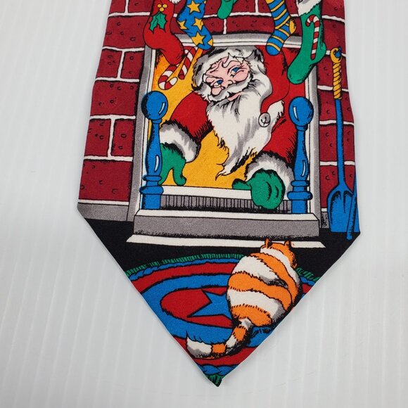 Robert Alan Polyester Necktie Multicolor Presents and Silver Stars Tie 56"x3.75" - Picture 2 of 8